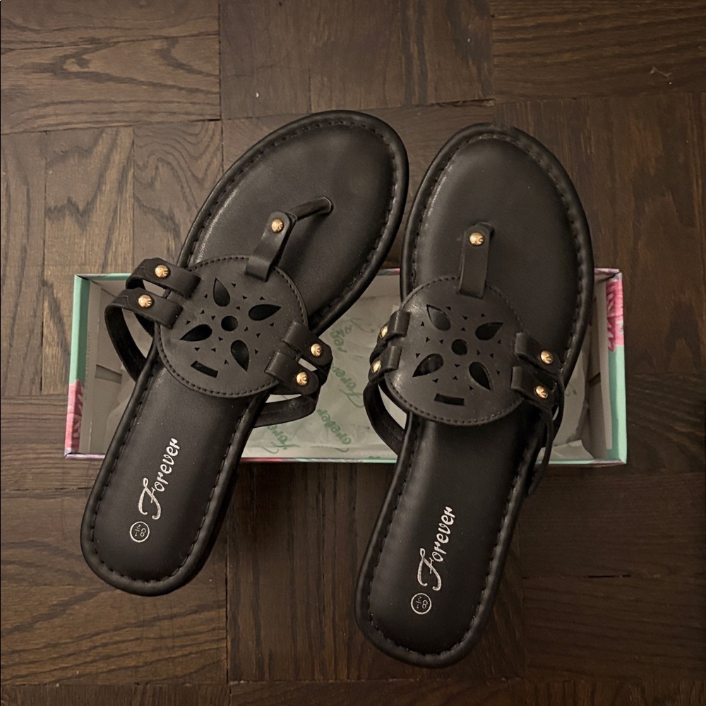 Black Sandals with Cutout Design